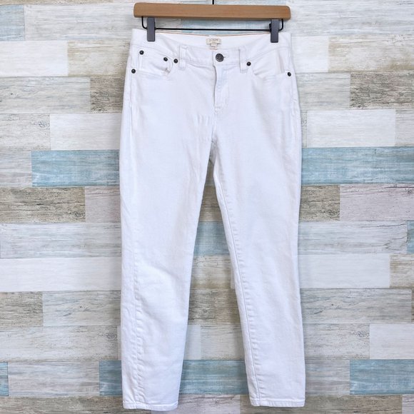 J Crew Mid Rise Ankle Skinny Jeans White 5 Pocket Stretch Casual Womens 25 - Picture 1 of 7